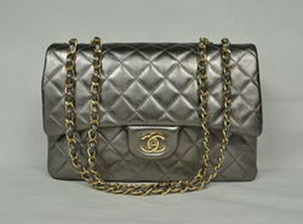 7A Replica Chanel Jumbo A28600 Iron Gray Lambskin Leather with Golden Hardware